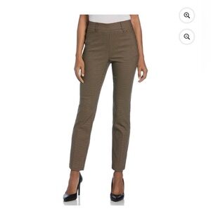 Rafaella Women's Tan Checkered Straight Leg Pants